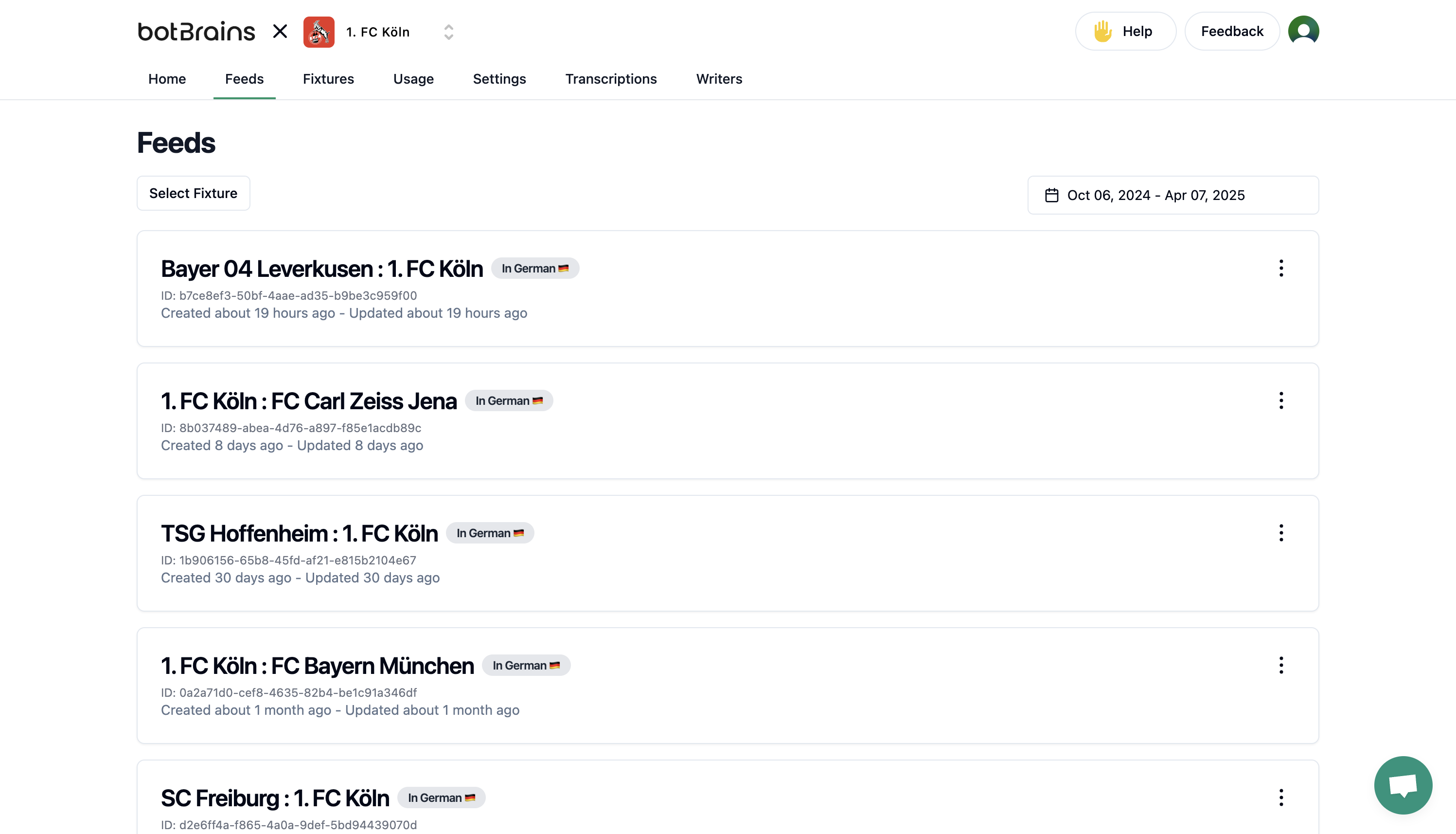 Liveticker page